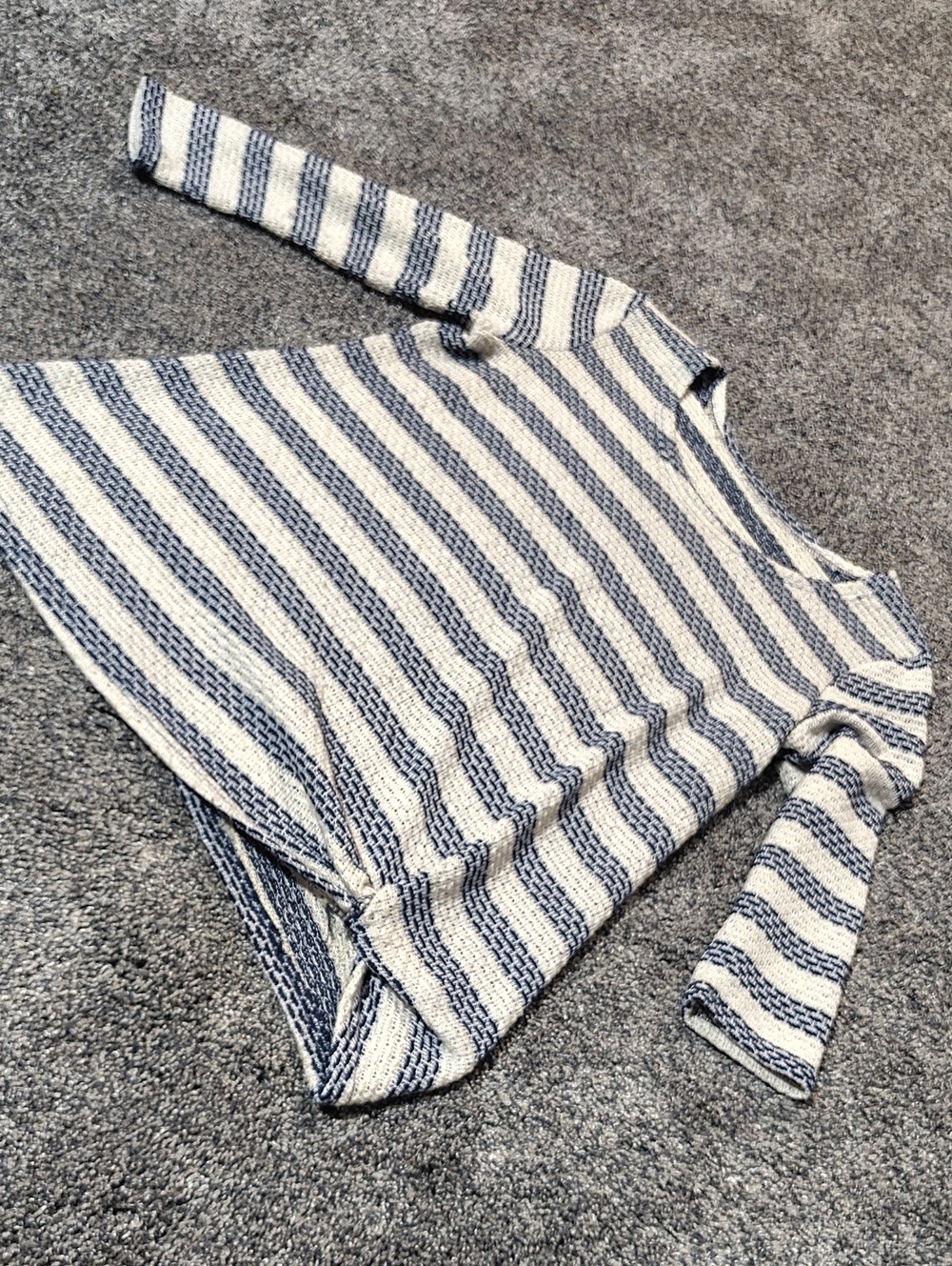 Striped Knit Women’s Sweater - Blue and Cream